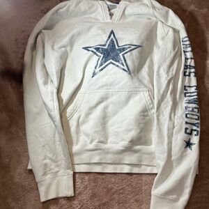Reebok White and Dallas Cowboys Logo Zip Up Sweater